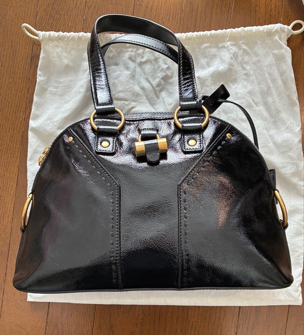 イヴ・サンローラン　ミューズ　ハンドバッグ　パテントレザー　黒