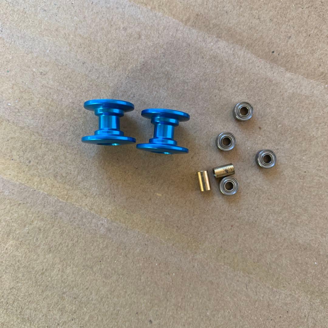 ミニ四駆　軽量2段アルミローラー　青
