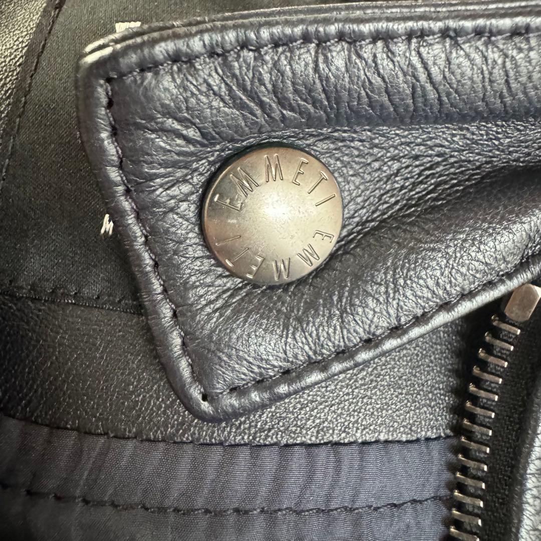 【専用】EMMETI Juri シングルライダースジャケット 羊革 濃紺 46