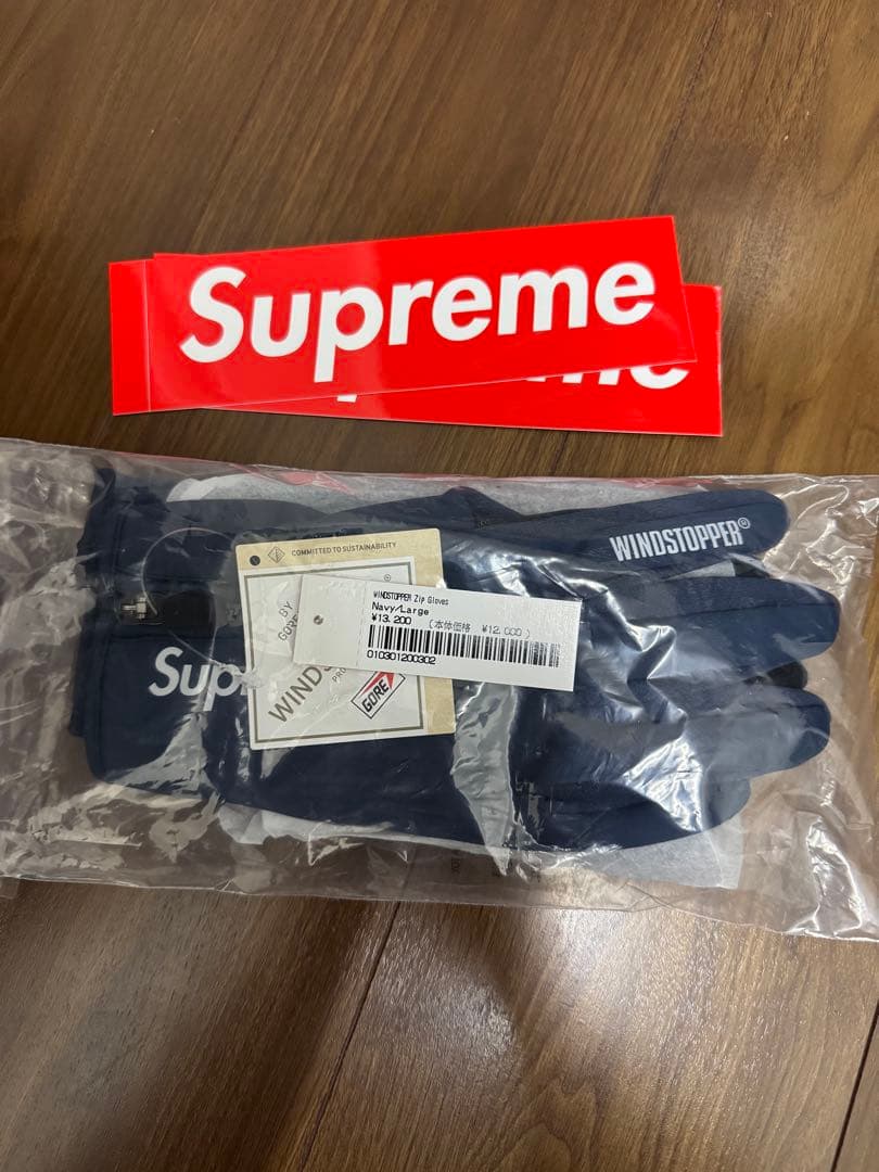 Supreme WINDSTOPPER Zip Gloves Navy Lサイズ