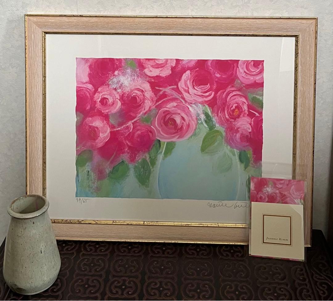 額入り版画　58×46 ジニー・キム　65枚限定 ED、サイン、証明書有　ピンク