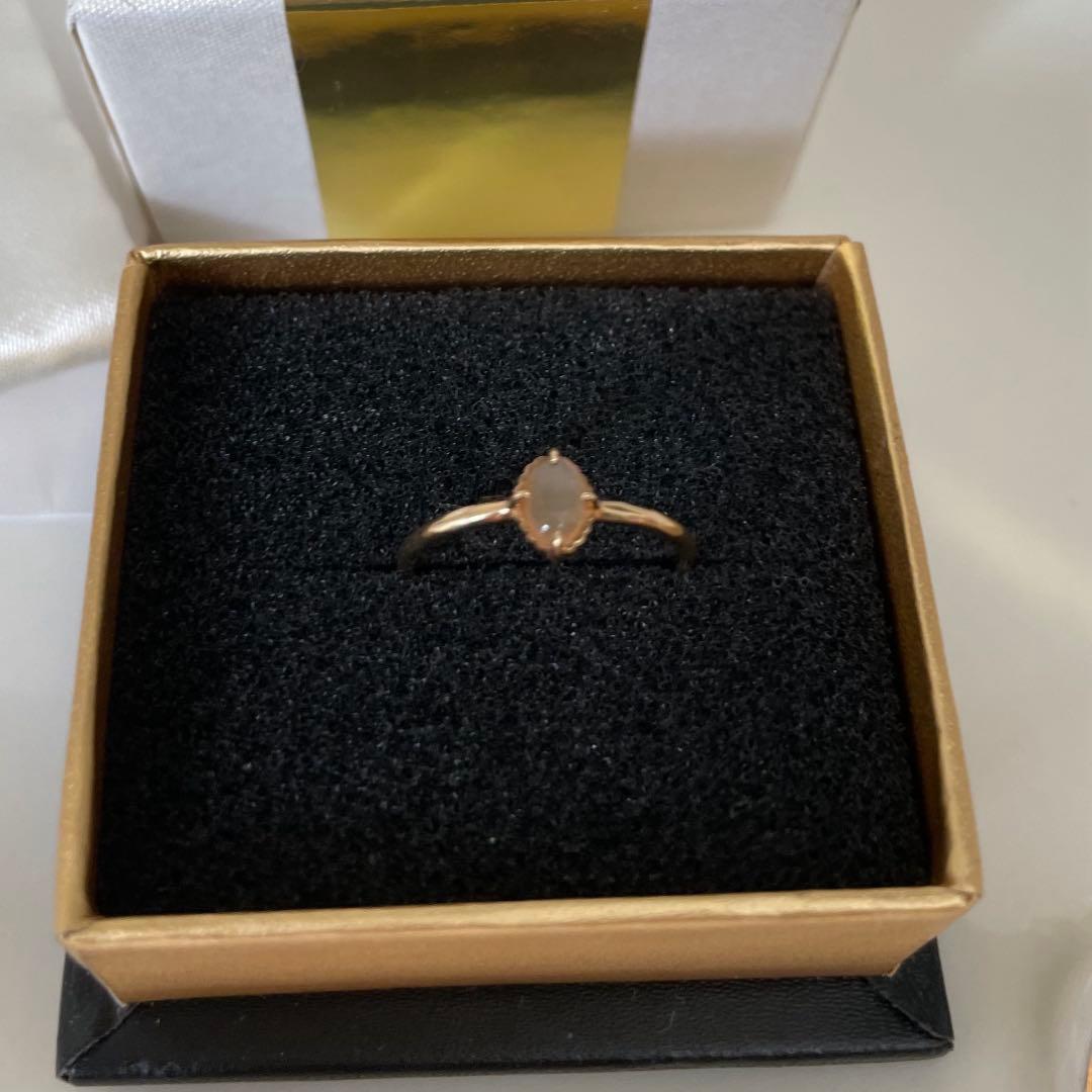 ete 美品 K10イエローゴールド オレンジムーンストーンリング　5号