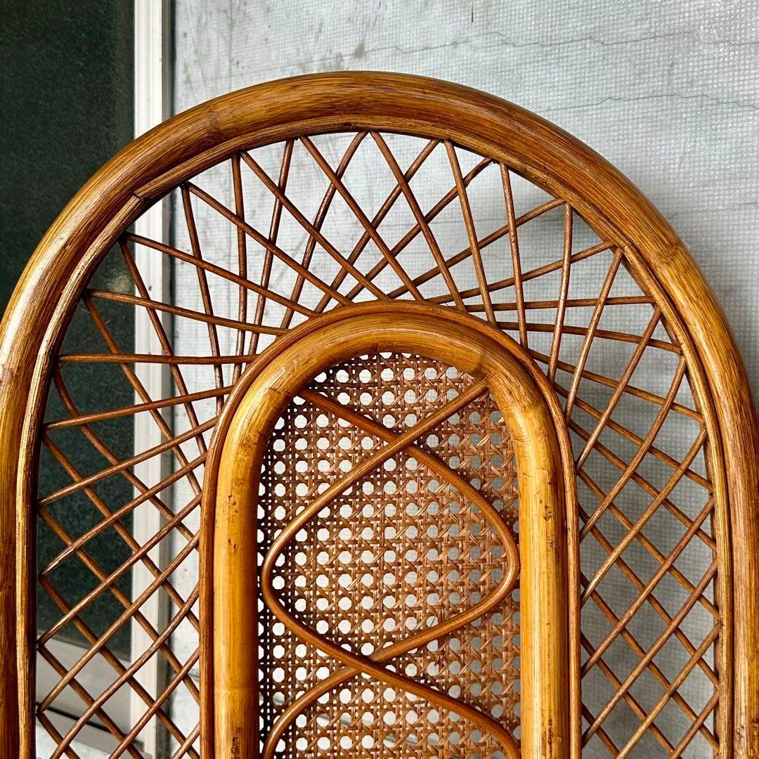 ꧁オールドラタン꧂4連パーティション　間仕切り　藤　アジアン　アンティーク