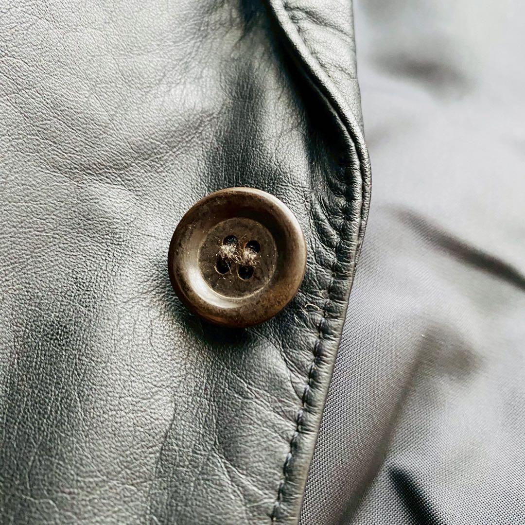 日本製光沢カウレザー●極美品●2Bシングルブレストテーラードジャケット 本革 M