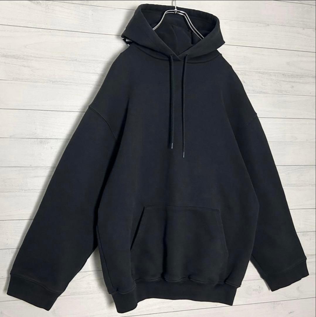 【極美品・人気】バレンシアガ フードロゴ プルオーバー パーカー ブラック 黒