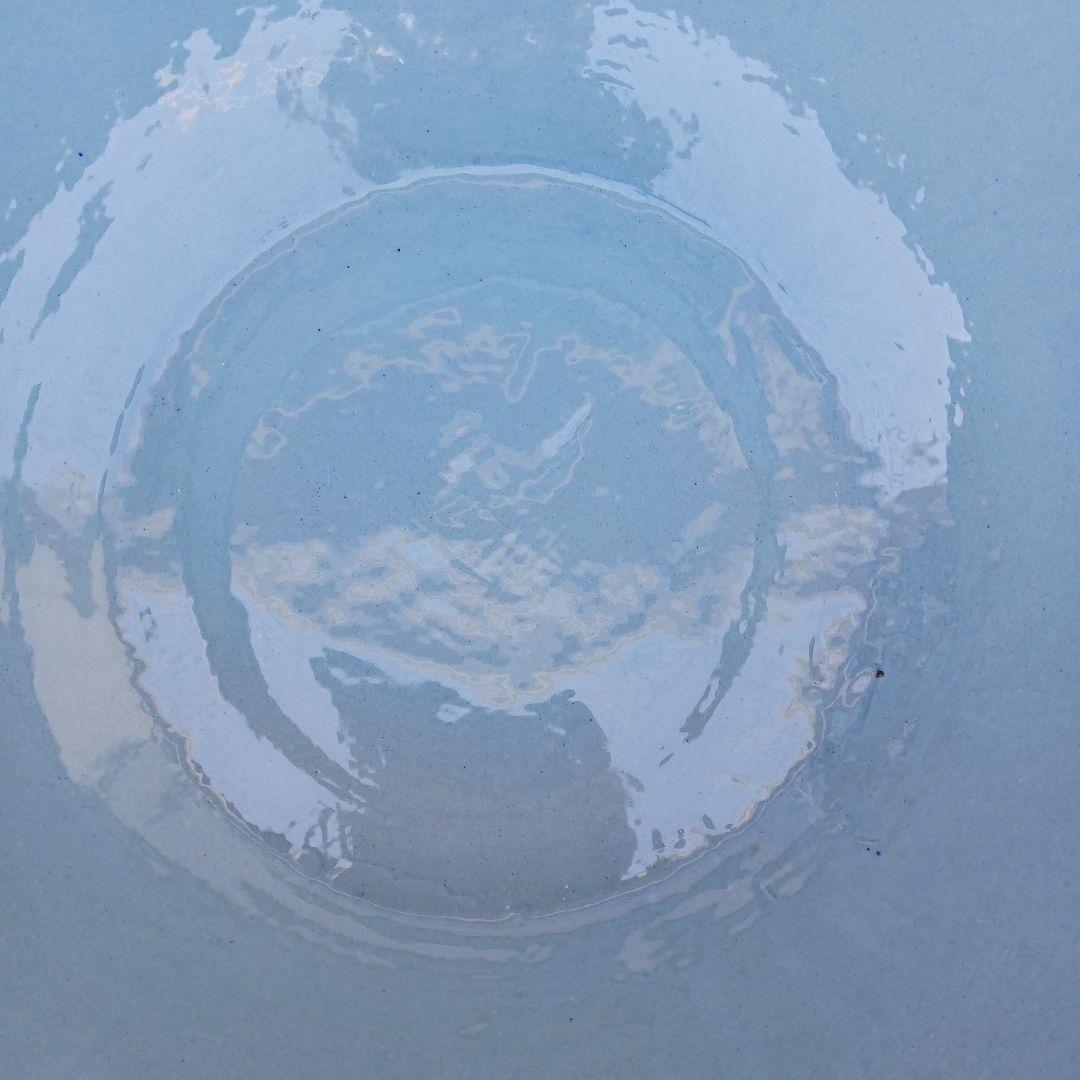 新品　∅50　陶器　睡蓮鉢　特大　メダカ鉢　難有　手書き絵　花柄　手造りLKB2