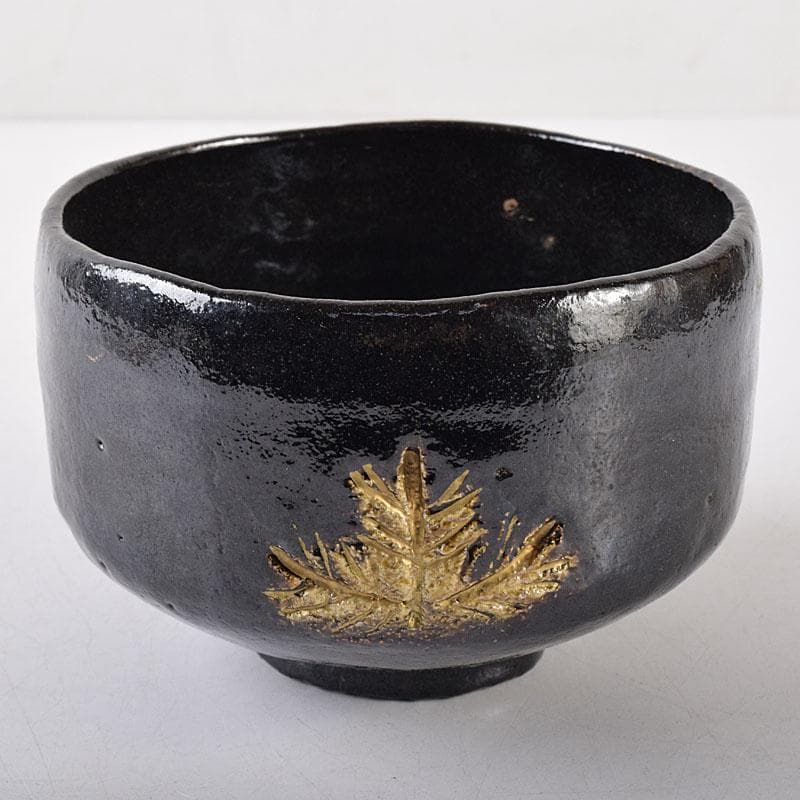 茶道具　若松文　黒楽茶碗　宗室　茶杓　三本　匙　一本　時代箱付　M　R8692B