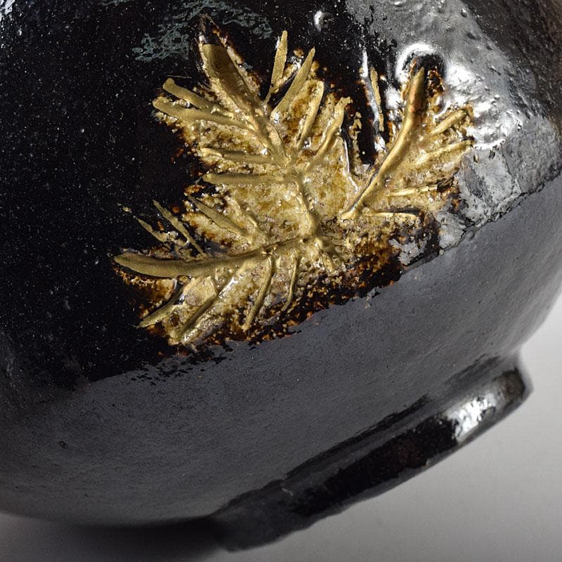 茶道具　若松文　黒楽茶碗　宗室　茶杓　三本　匙　一本　時代箱付　M　R8692B