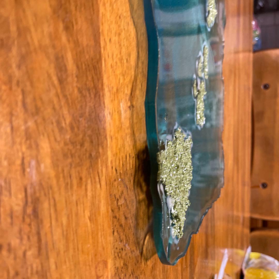 Aloha装飾プレート 青緑色　Hawaii レジン