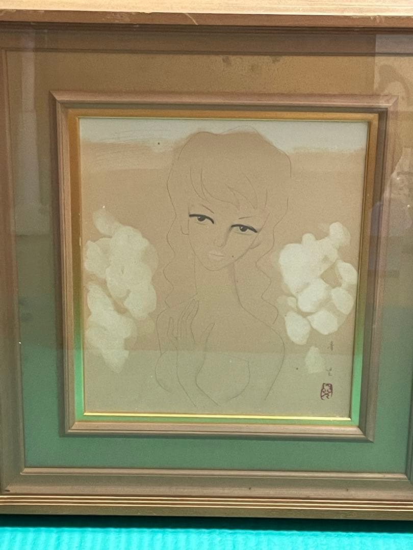 東郷青児　水彩画　「少女」