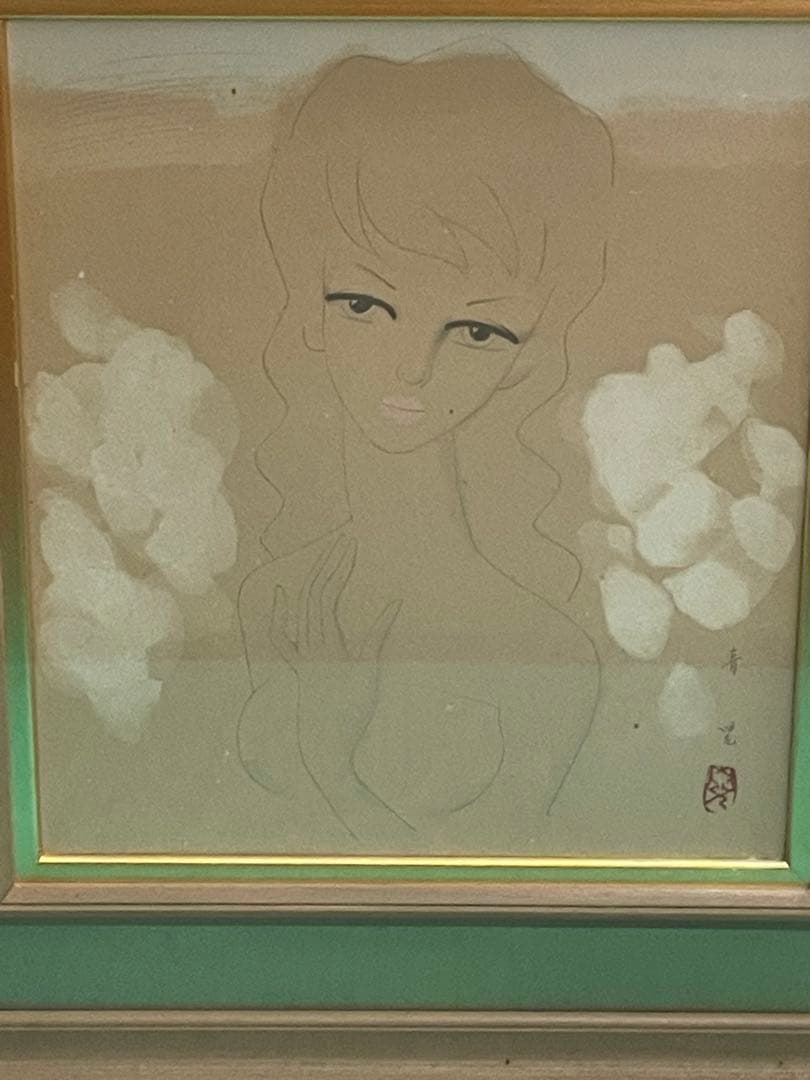 東郷青児　水彩画　「少女」