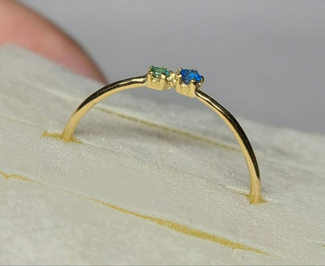 ビビッドブルーの共演★バターリャパライバトルマリン&アウイナイト18金リング★