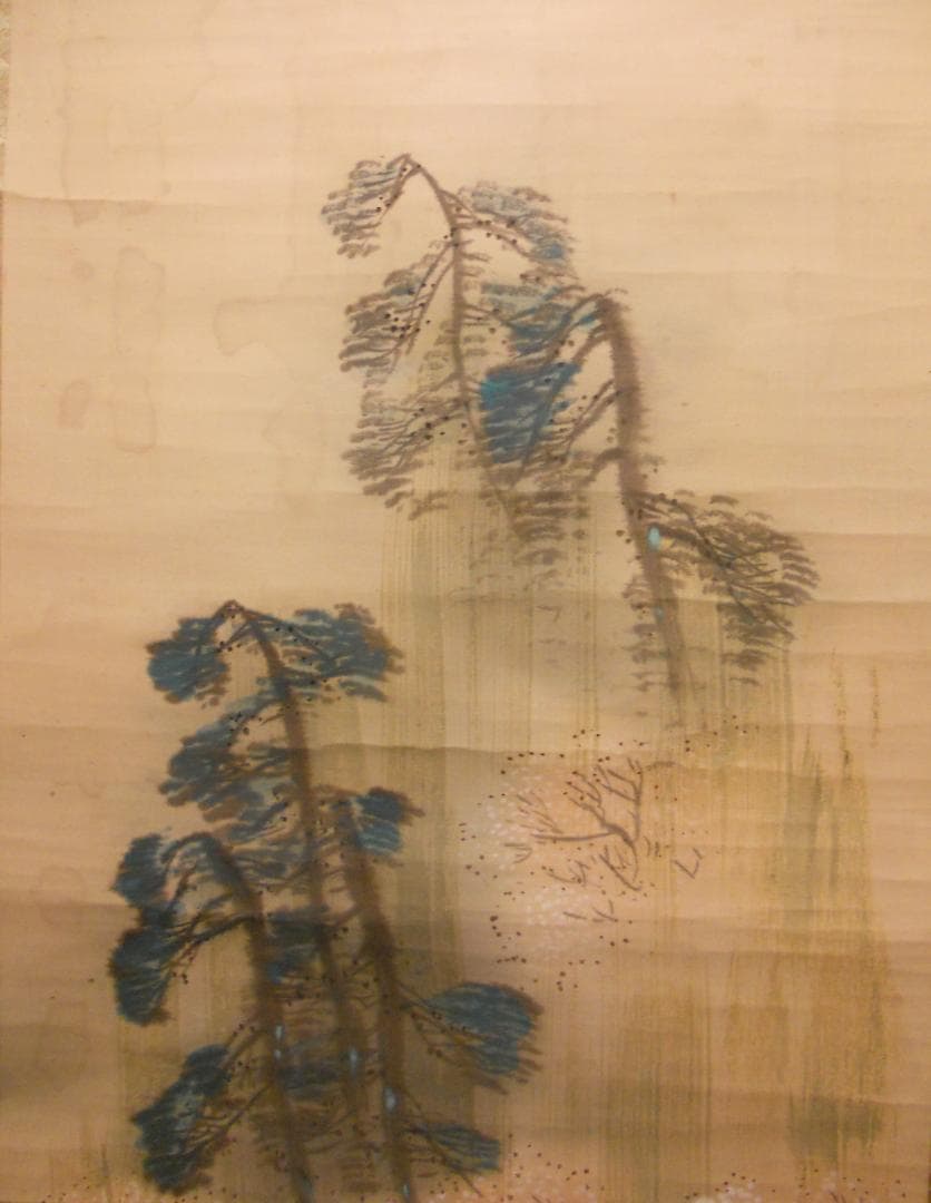 掛け軸 芝山翠圃 嵐山春雨 絹本 希少 軸装 茶道具 掛軸 です。