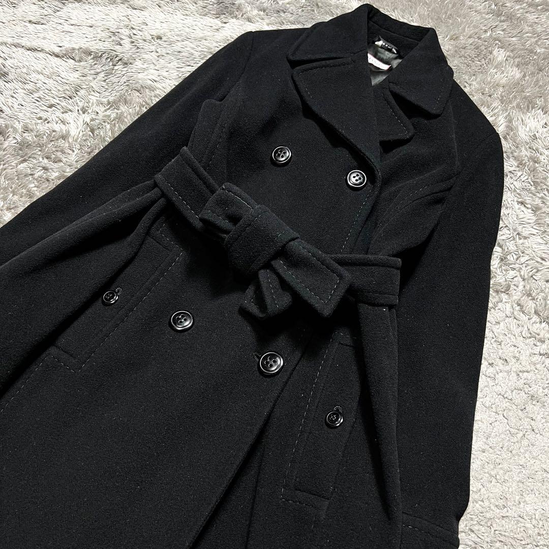 MaxMara MAX&Co. ウール ベルテッドコート ダブル 黒 S相当