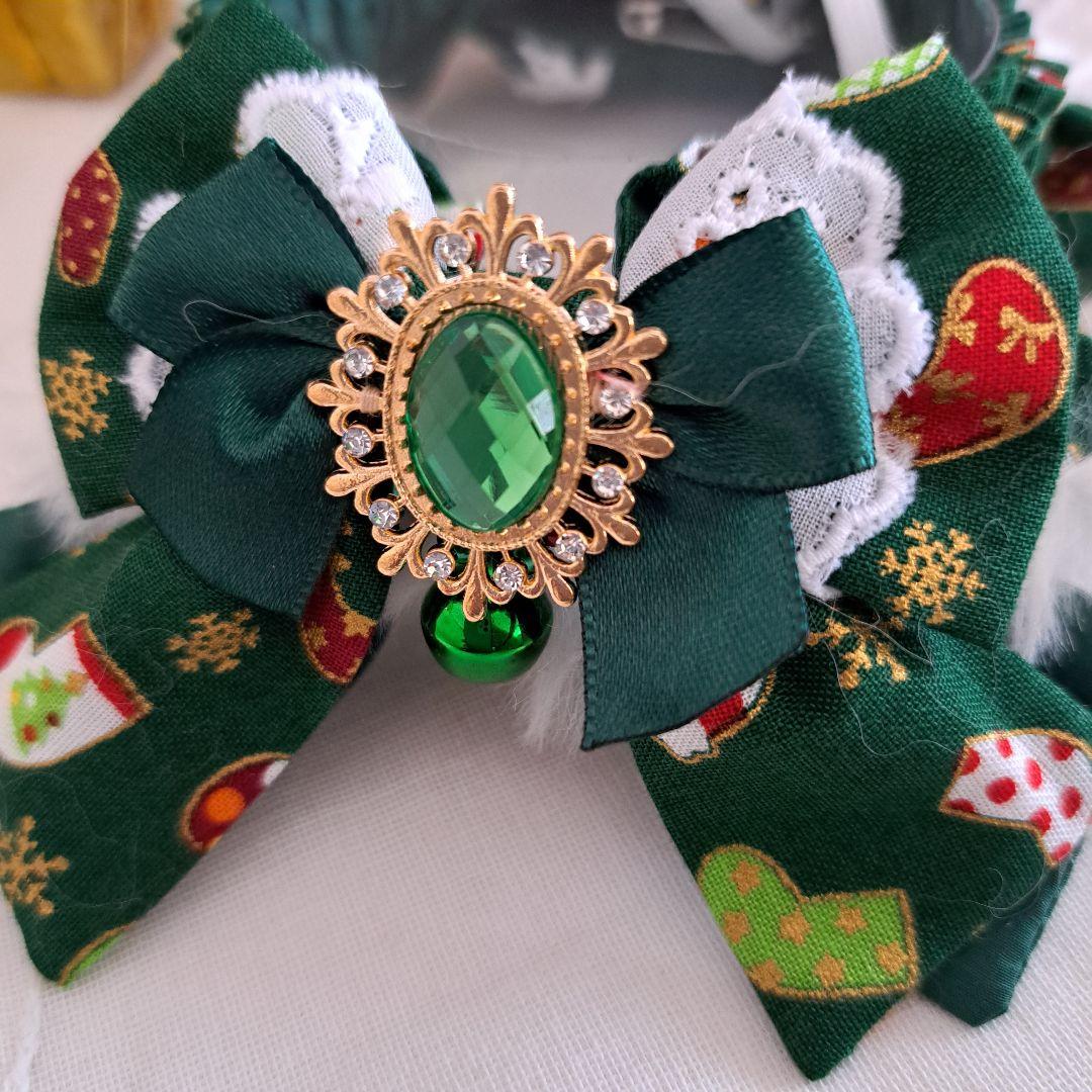 クリスマス短毛ファーシュシュ(緑靴下)わんちゃん猫ちゃん用