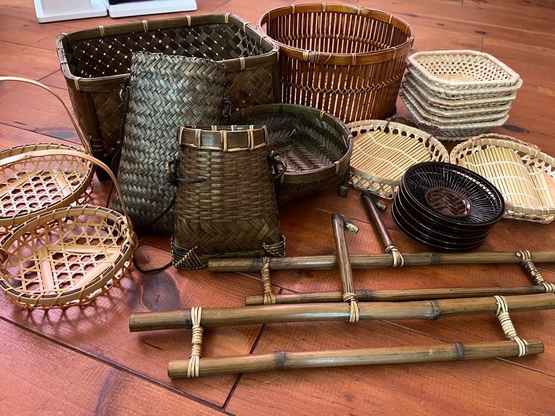 昭和レトロ　竹細工　まとめ売り　￼竹籠　茶托