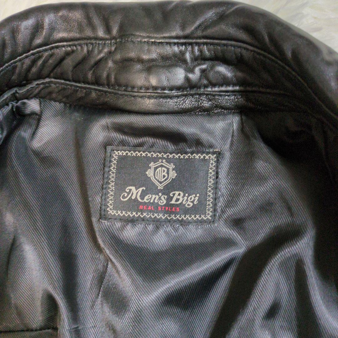 メンズビギ　羊革　ラムレザー　シングル　ジャケット　2way　ブラック　黒
