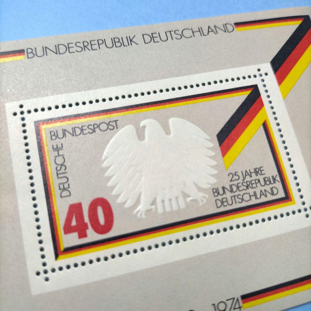 2828 外国切手 西ドイツ 1974年建国記念 紋章 小型シート エンボス加工