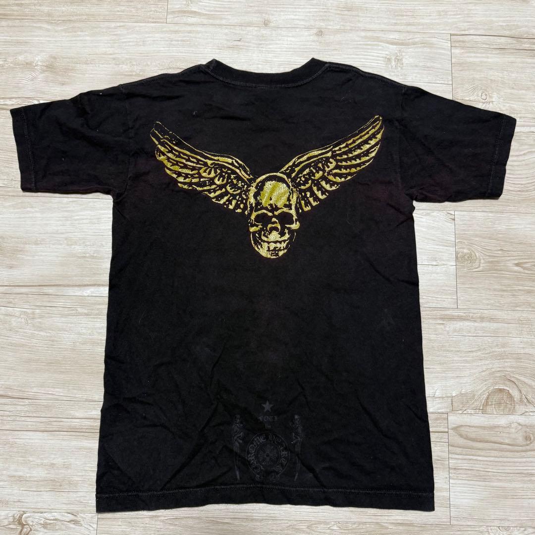 CHROME HEARTS 黒のスカル翼デザインTシャツ