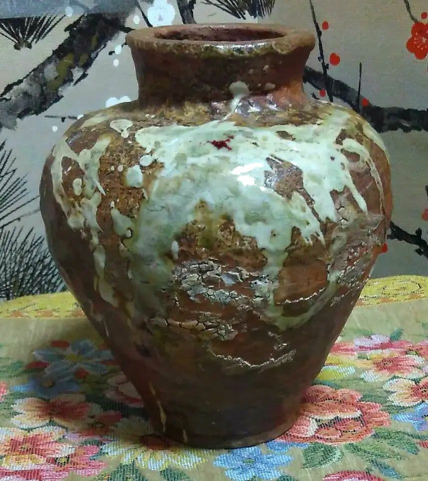 陶芸 古い壺 手びねり 陶印あり