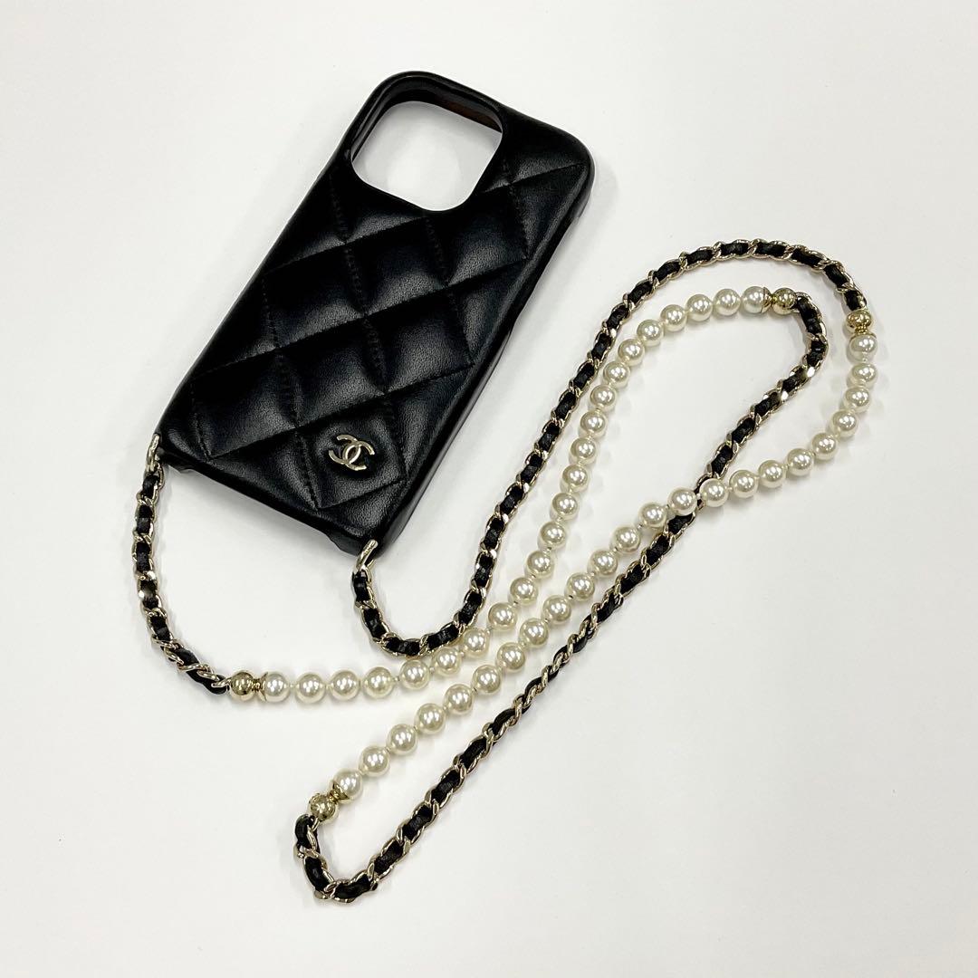 シャネル ココマーク マトラッセ ラムスキン iPhone14pro ケース