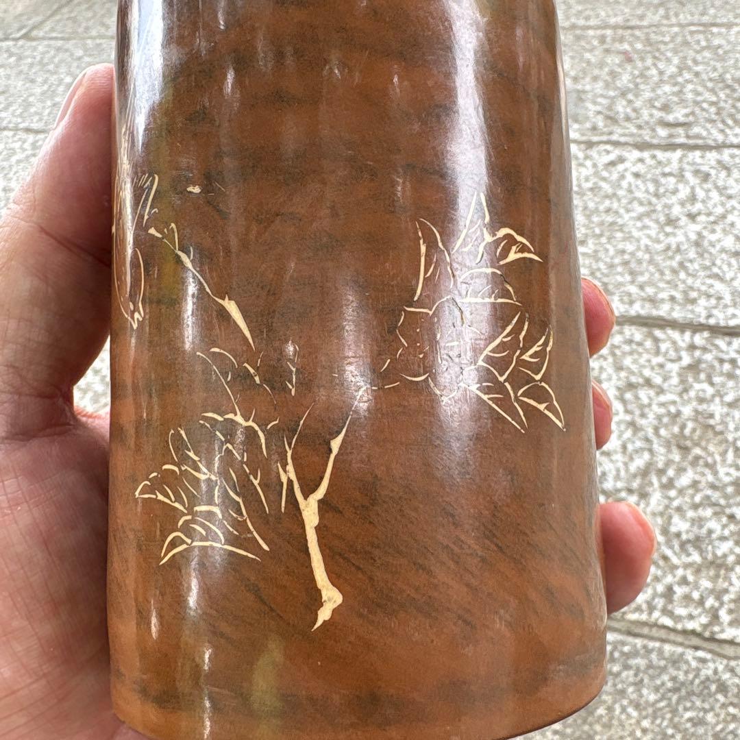 中国钦州 筆筒　文房具　落款あり