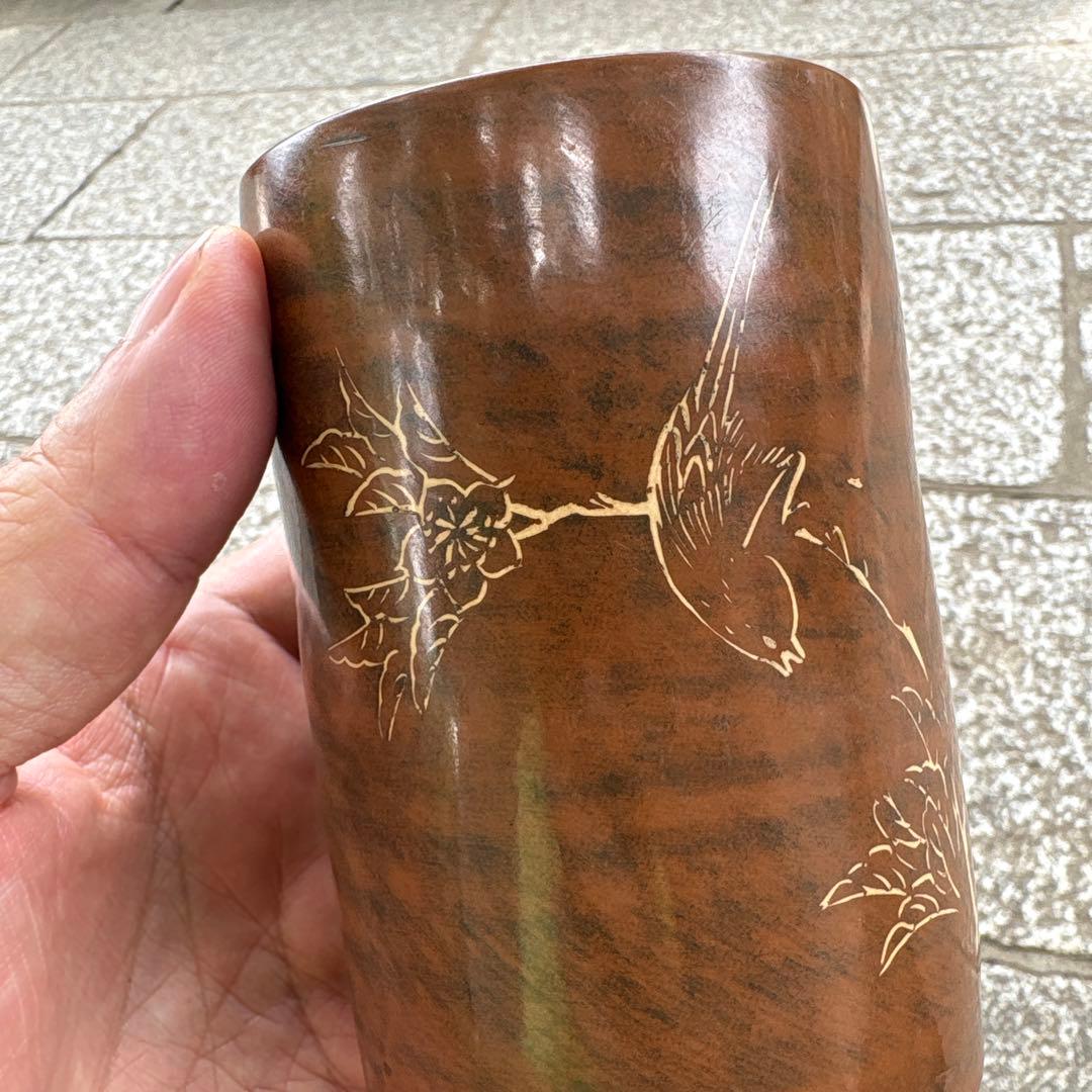 中国钦州 筆筒　文房具　落款あり