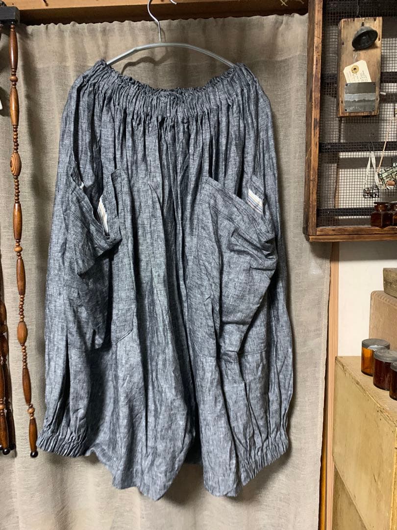 1.作家さんハンドメイド リネン カンガルーポケットパーカーとリネンパンツ2点