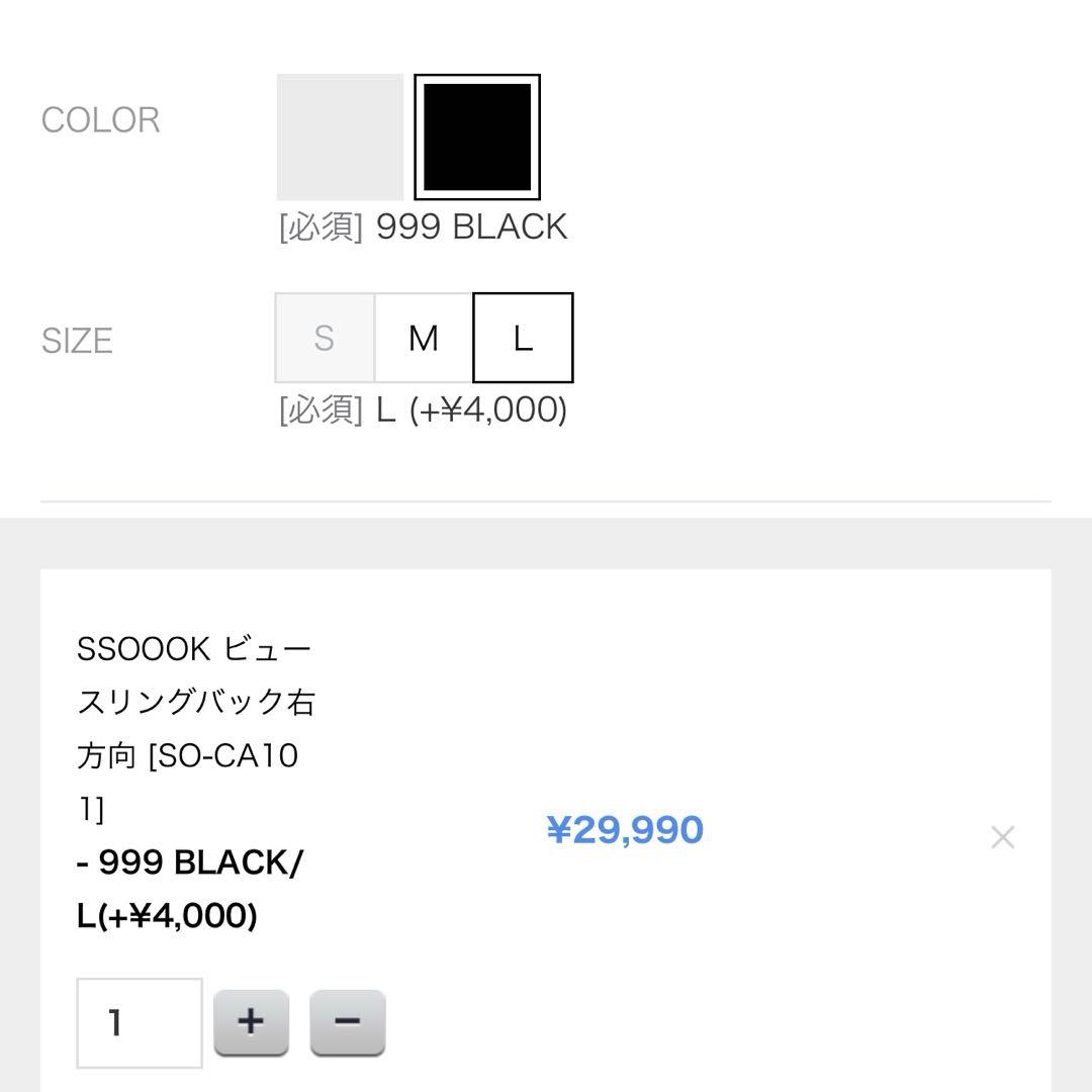 【新品未使用品】SSOOOK ビュースリングバック右方向 ブラック　Lサイズ