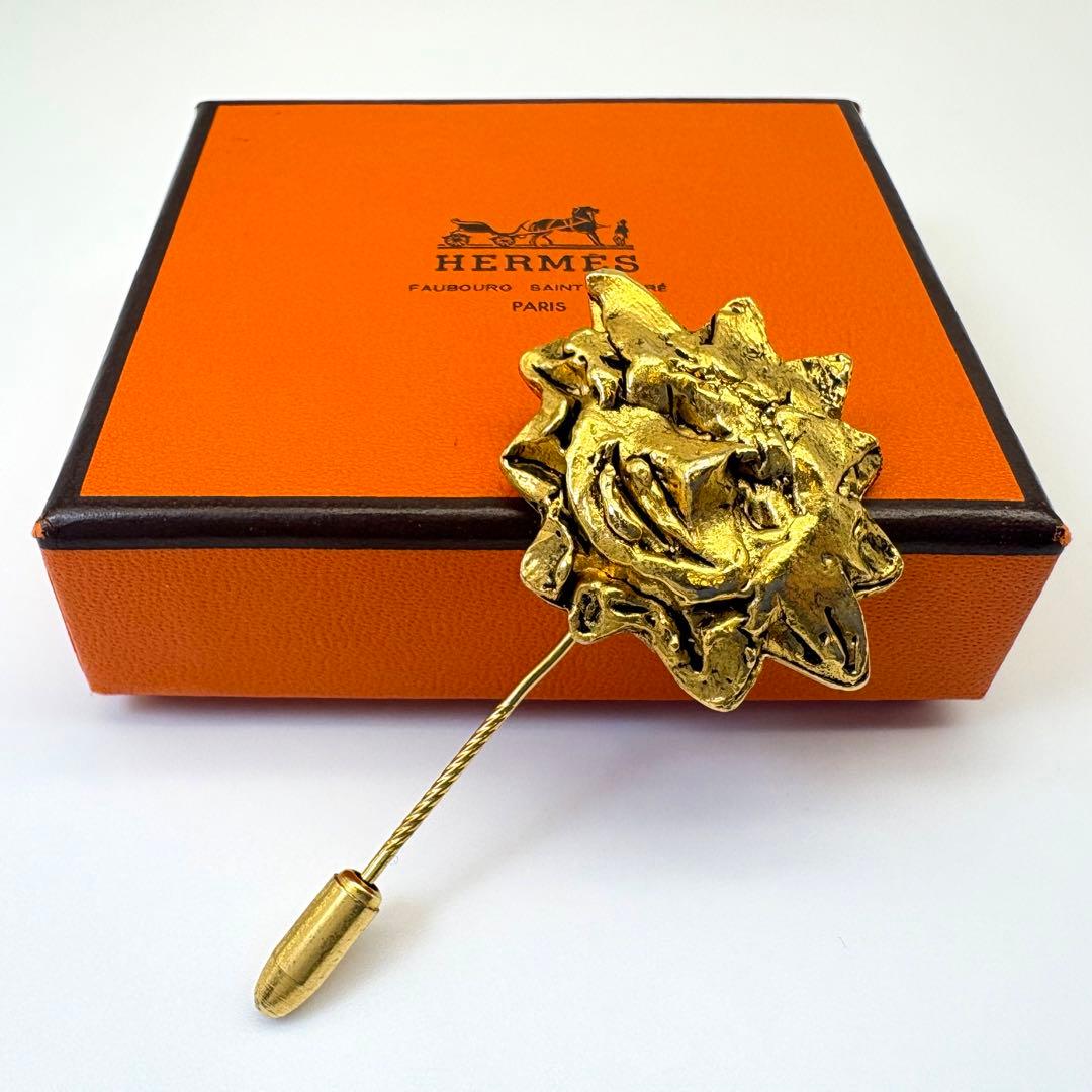 HERMES エルメス ピンブローチ 太陽モチーフ ヴィンテージ