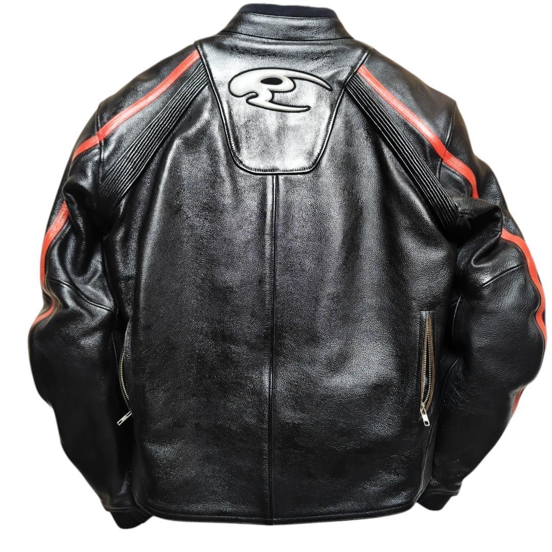【大きい】KOMINE コミネ ライディングレザージャケット 3XL 赤黒
