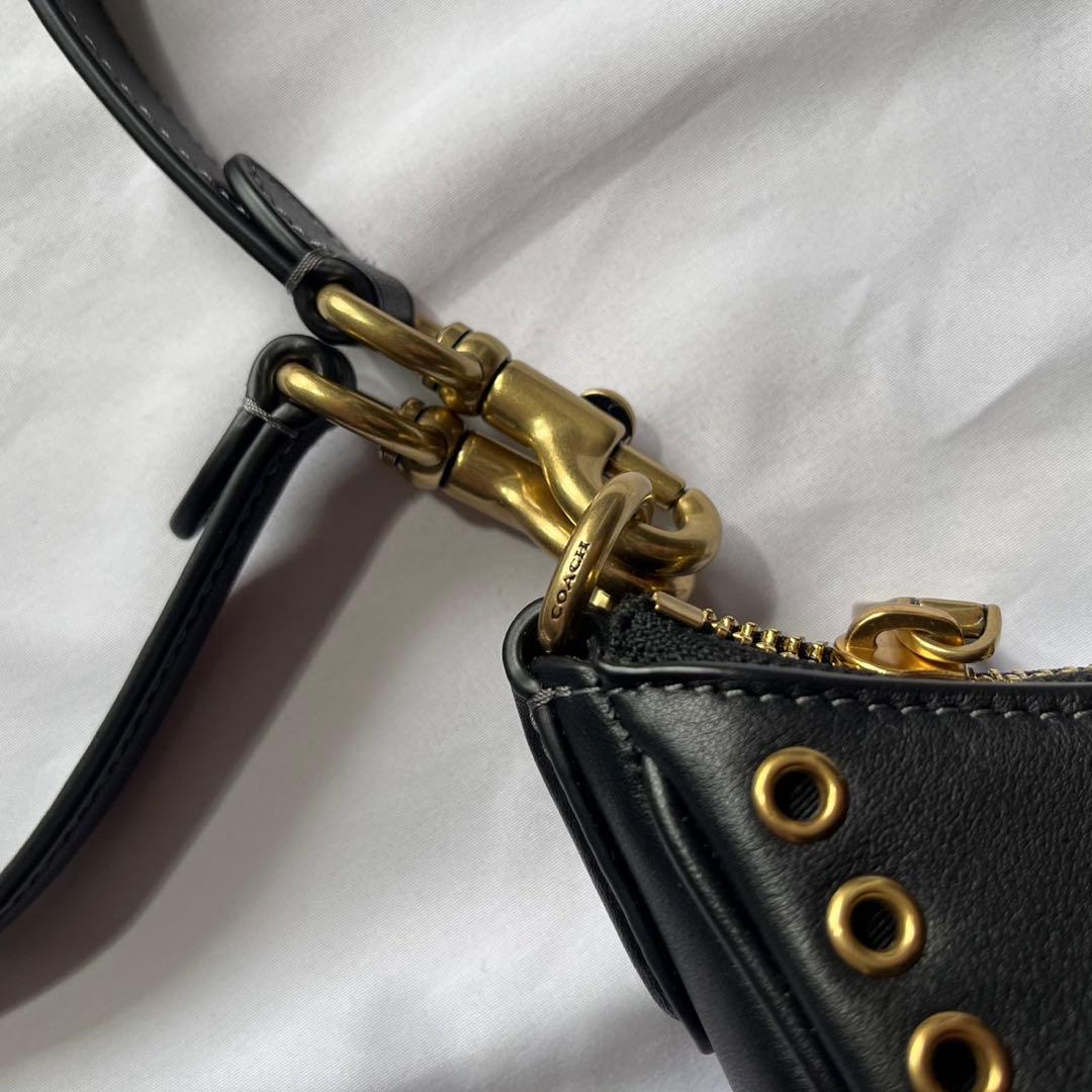 COACH テリ ホーボー バッグ グロメット ブラック 2way ショルダー