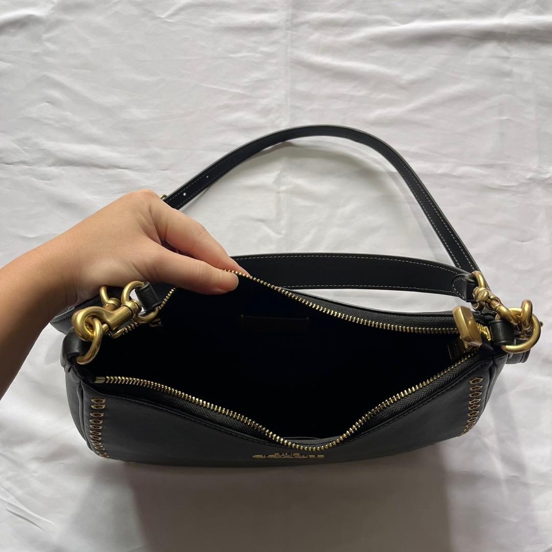 COACH テリ ホーボー バッグ グロメット ブラック 2way ショルダー