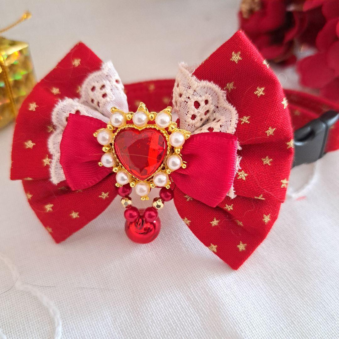 クリスマスシリーズ(赤ゴールドスター)わんちゃん猫ちゃん用首輪