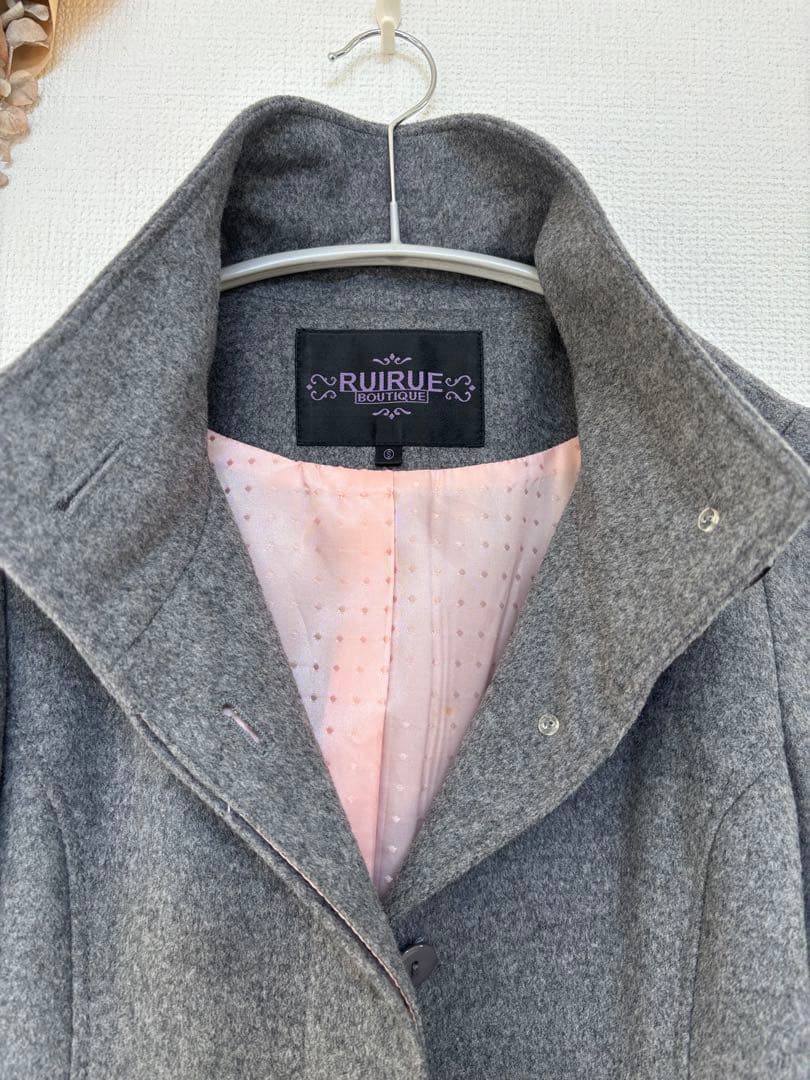 RUIRUE BOUTIQUE バックリボンフィット＆フレアウールコート　S