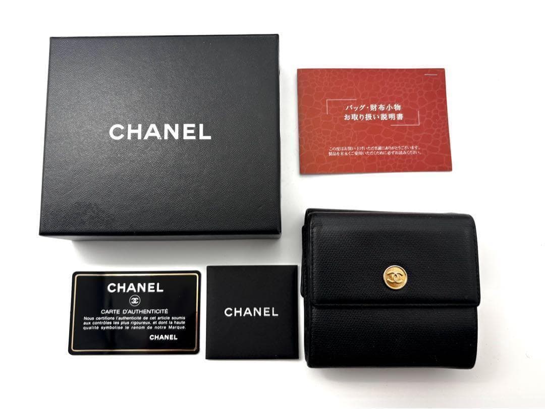 【極美品✨】シャネル 財布 ココボタン Wホック 三つ折