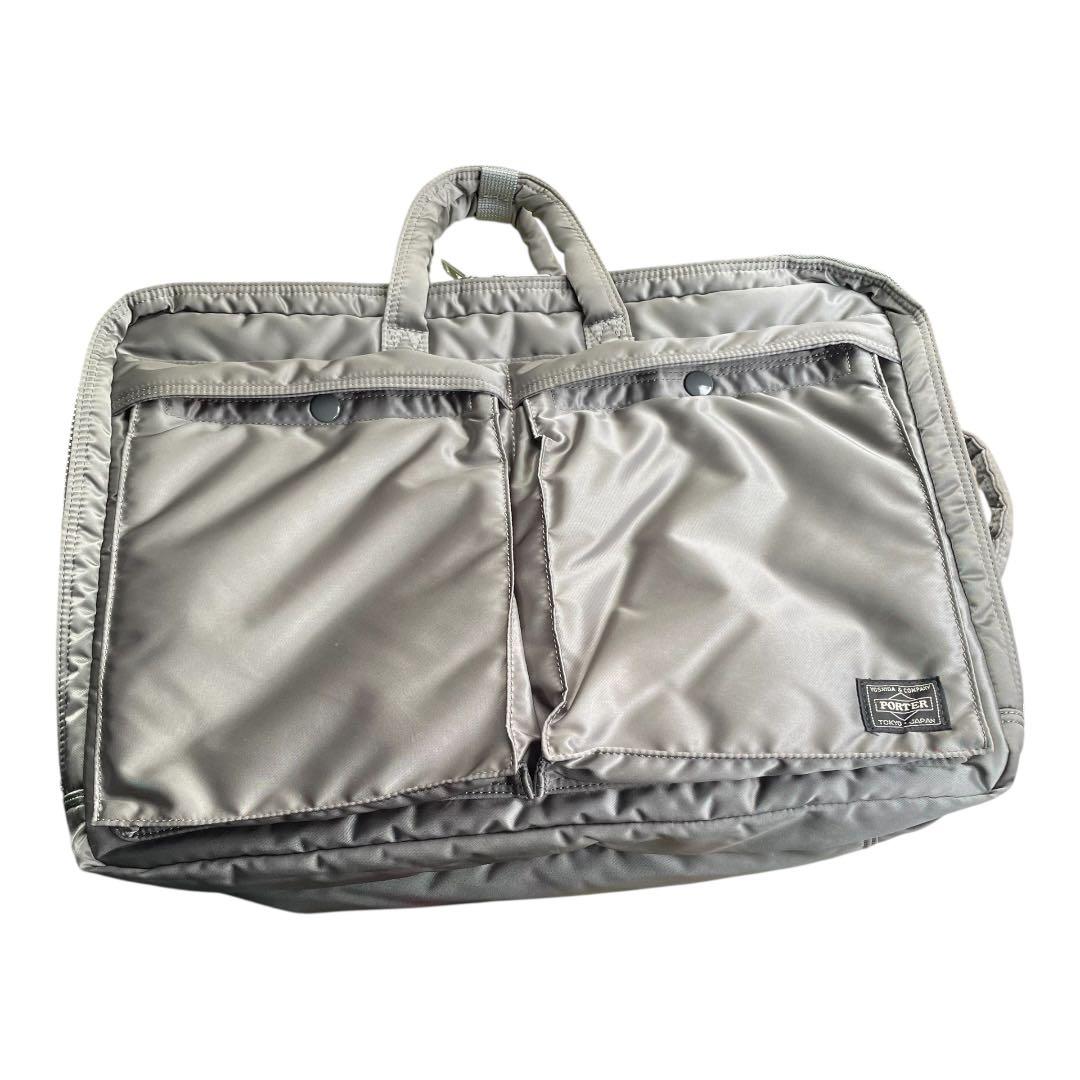 極美品 PORTER ポーター タンカー シルバーグレー 3WAYバック　2層式