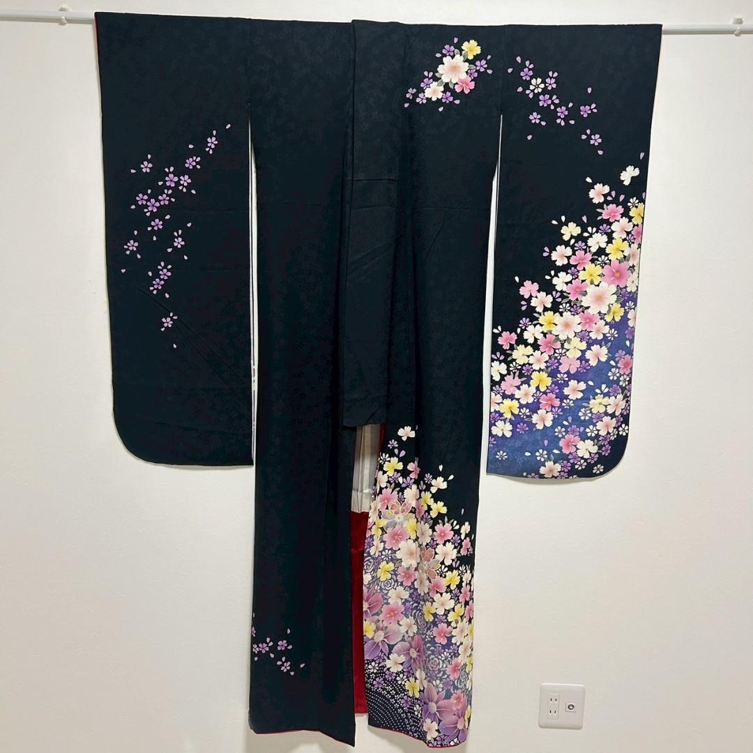 KP1764 振袖 身丈174cm 正絹 着物 成人式 トールサイズ