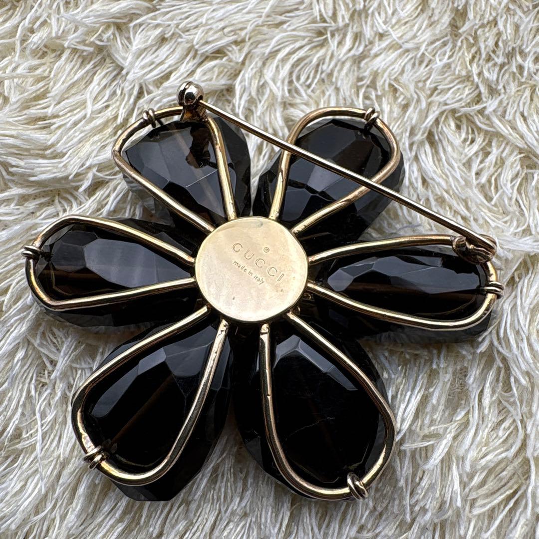 希少　グッチ　カラーストーン　フラワー　クリスタル　ブローチ