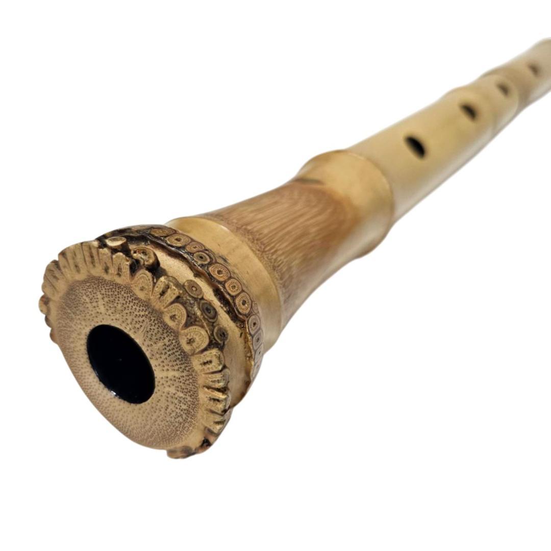 希少 尺八 琴古流 竹治 2尺2寸 5孔 銘あり 1印 根竹 二分割 和楽器 竹