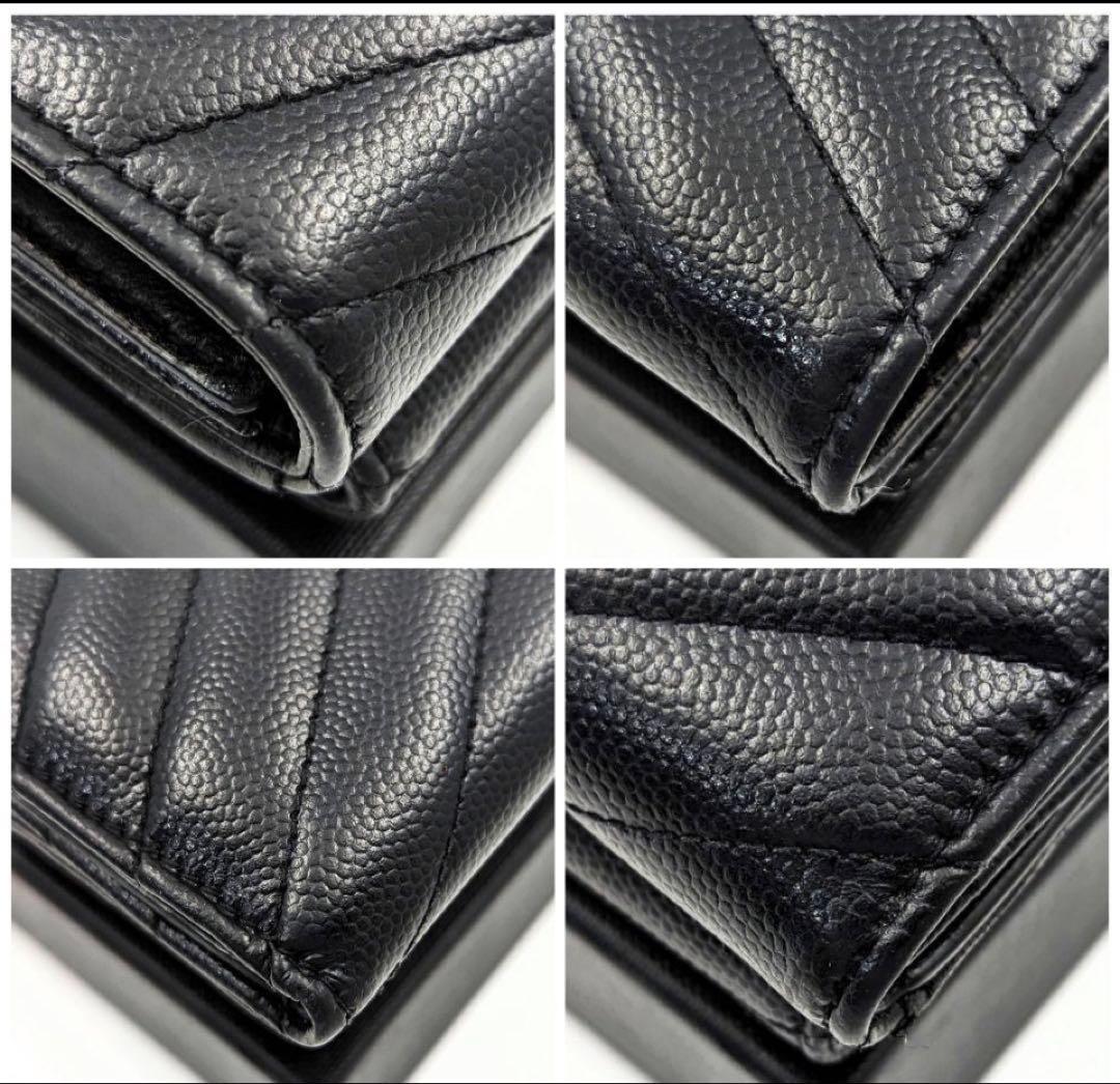 Saint Laurent サンローラン 三つ折り財布 キャビアスキン 匿名配送