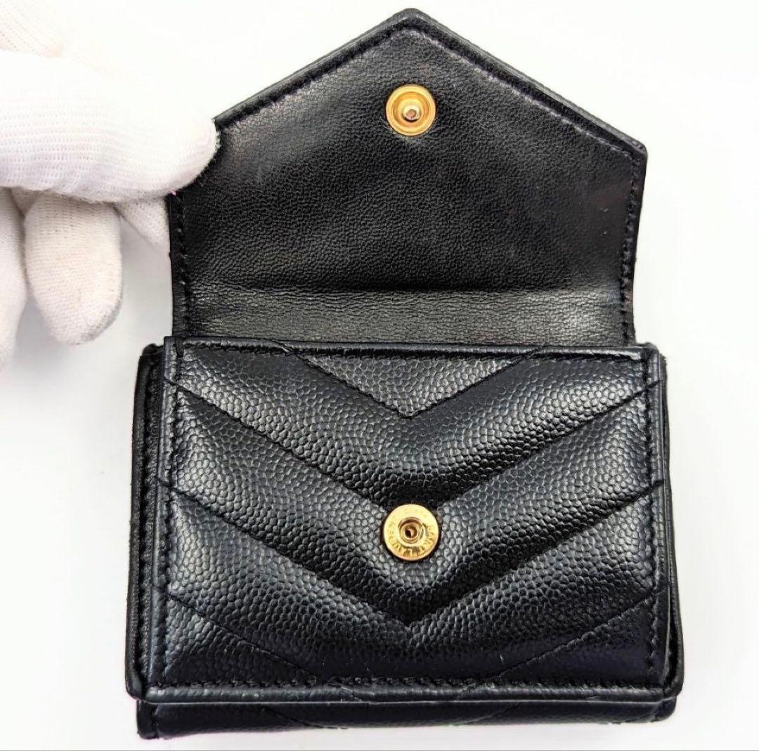 Saint Laurent サンローラン 三つ折り財布 キャビアスキン 匿名配送