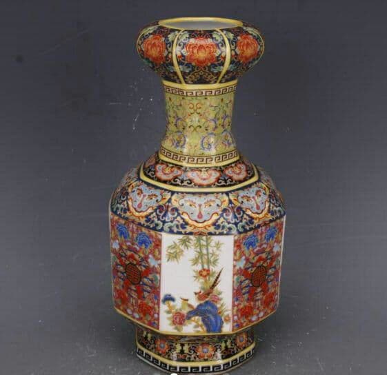 清朝 乾隆年製 エナメル 花瓶 工芸品 磁器 置物 アンティーク コレクショ7