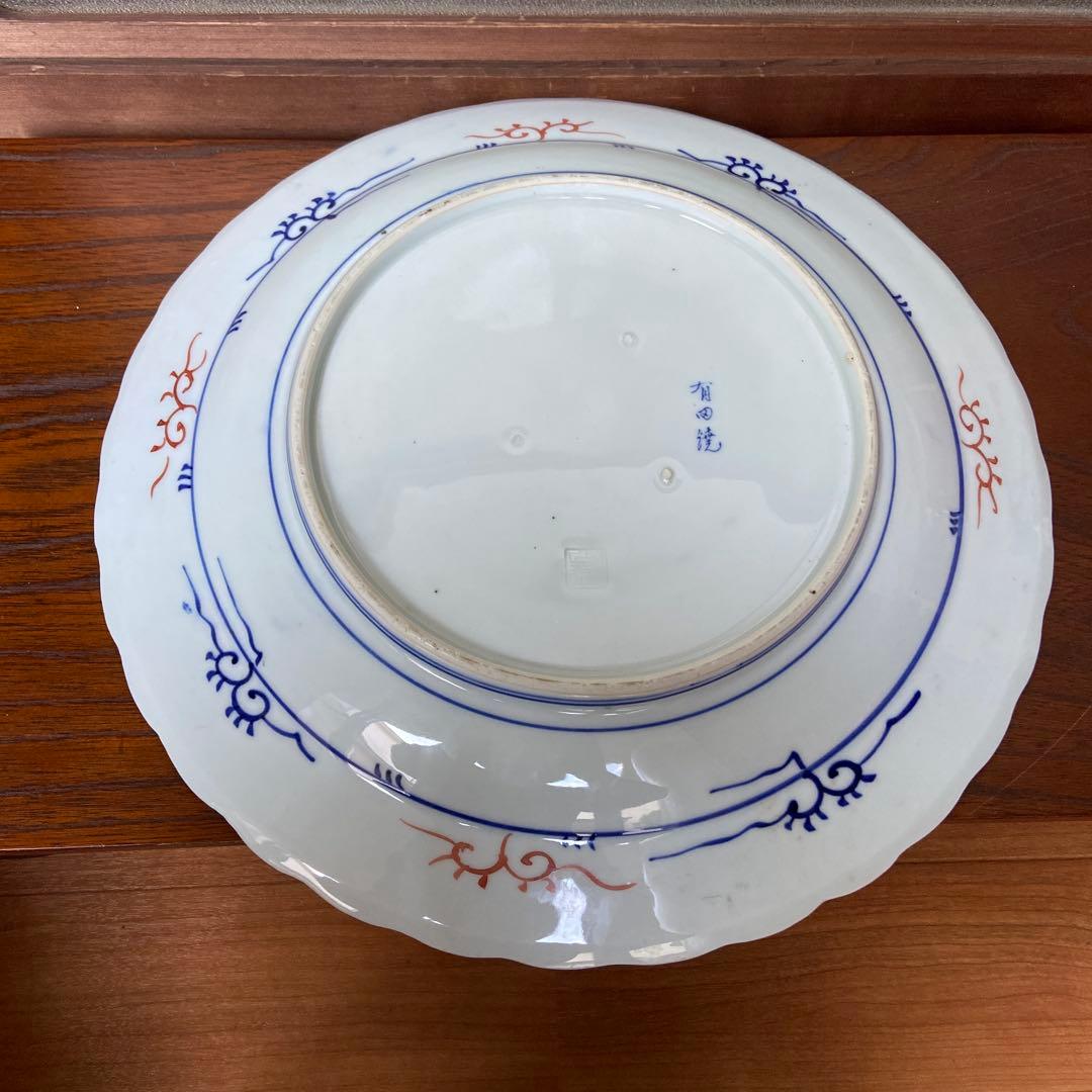 有田焼色絵扇面巻物の図大皿ニ枚