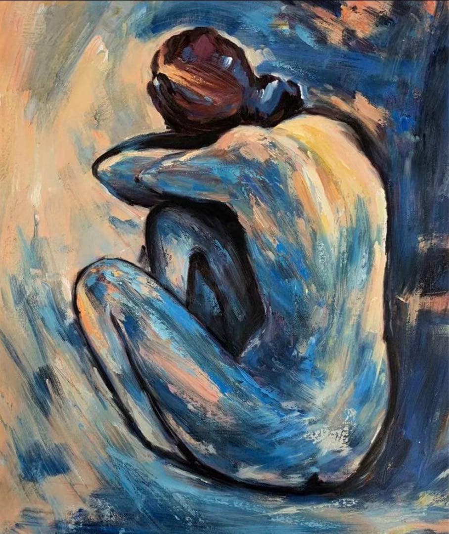 肉筆☆油絵☆F20号『青の時代/ブルーヌード』ピカソ/模写