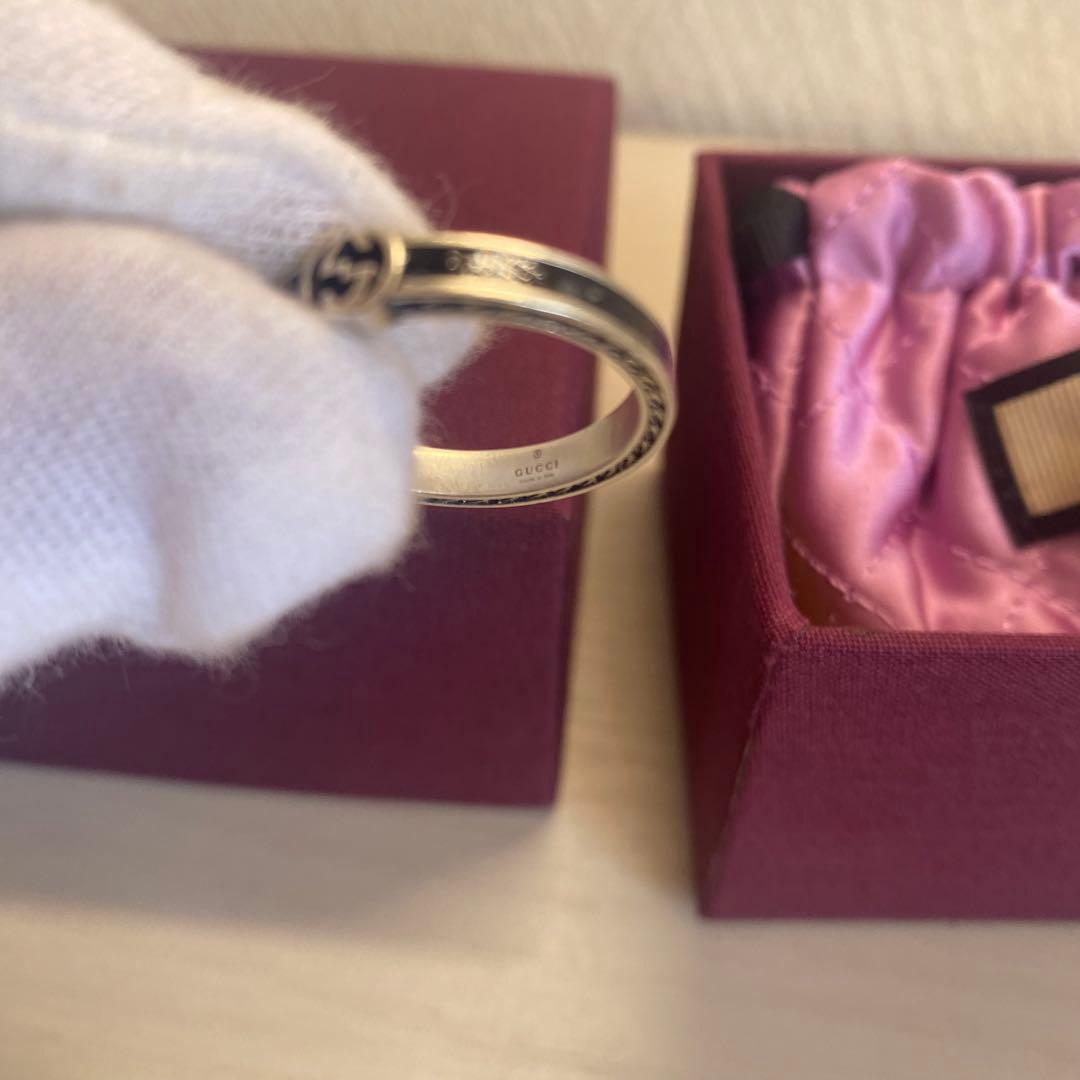 「正規品⭕️」新品GUCCI インターロッキングG シルバー リング 黒指輪22号
