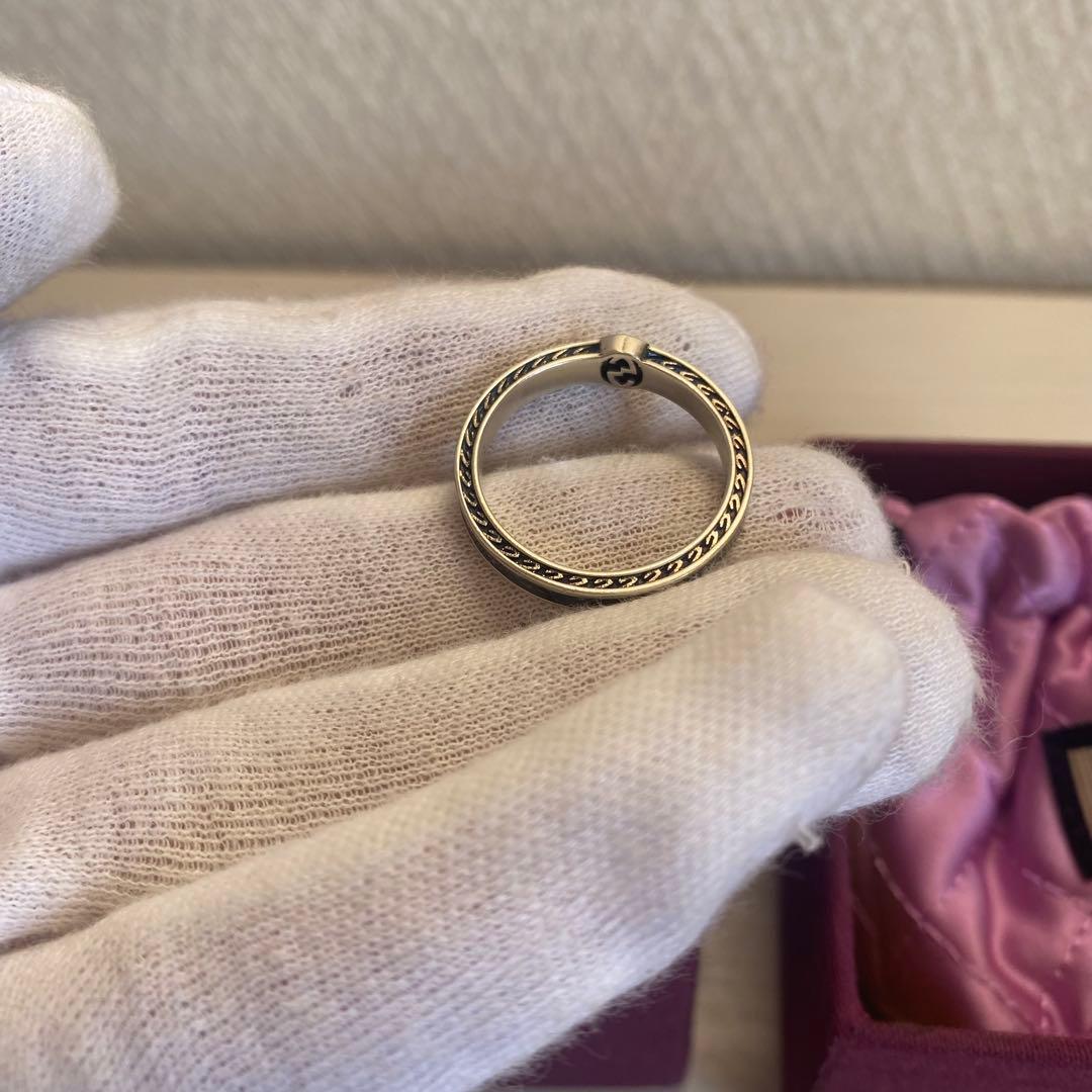 「正規品⭕️」新品GUCCI インターロッキングG シルバー リング 黒指輪22号