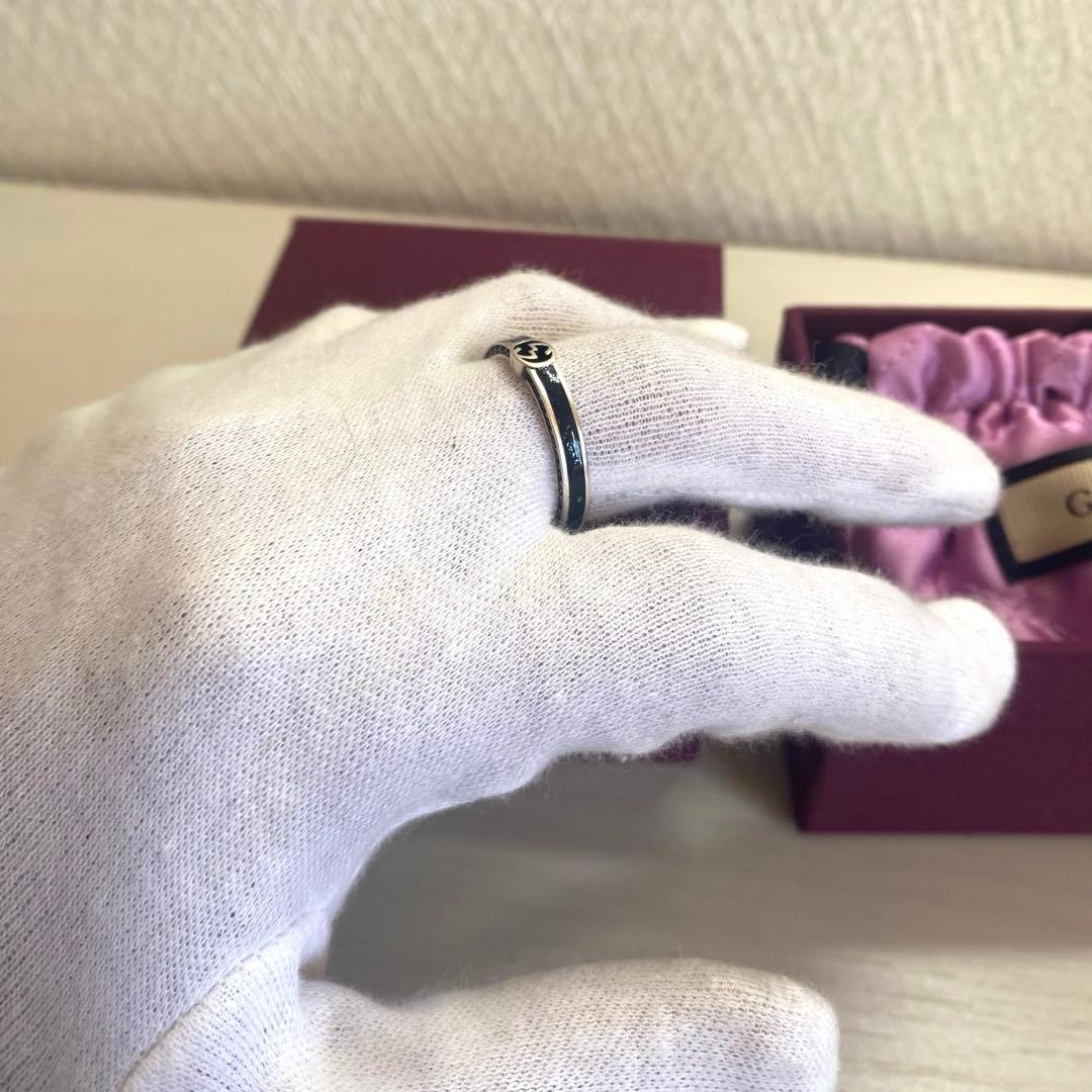 「正規品⭕️」新品GUCCI インターロッキングG シルバー リング 黒指輪22号