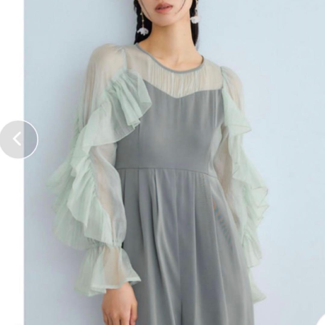 新作✨ドリードール シアーフリルパンツ パーティードレス オールインワン 緑 M