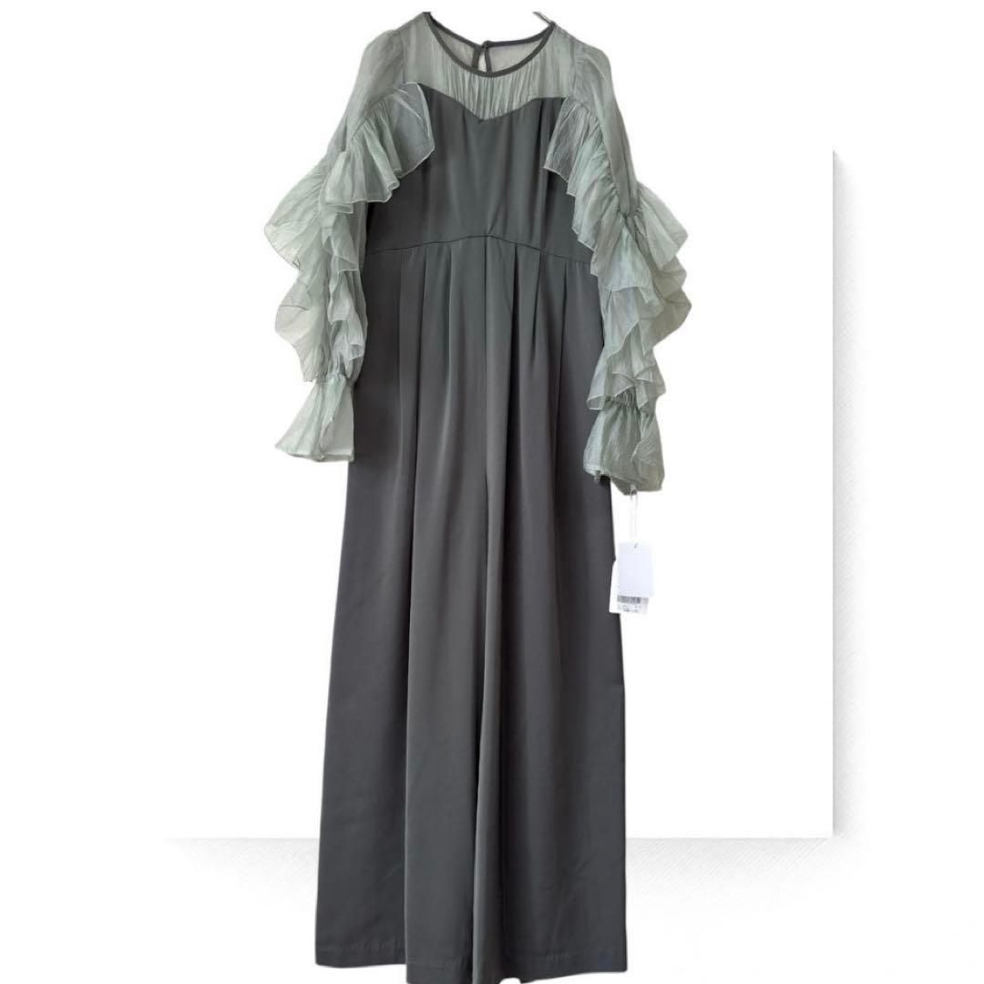 新作✨ドリードール シアーフリルパンツ パーティードレス オールインワン 緑 M